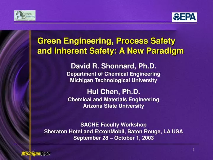 green engineering process safety and inherent safety a new paradigm