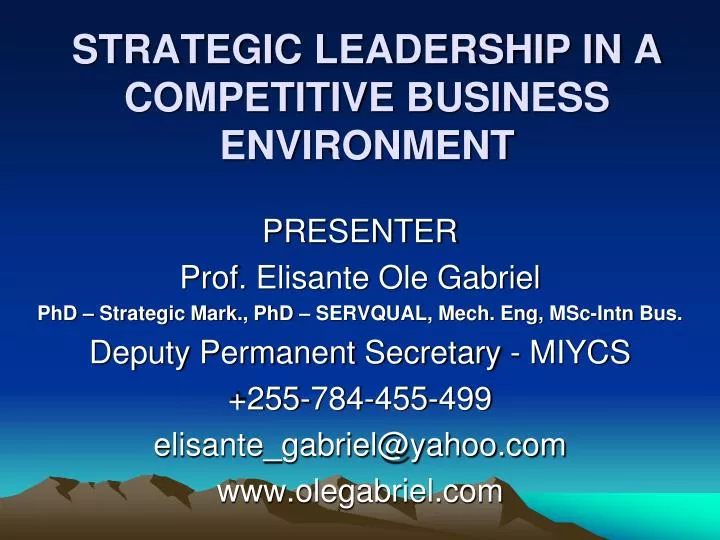 strategic leadership in a competitive business environment