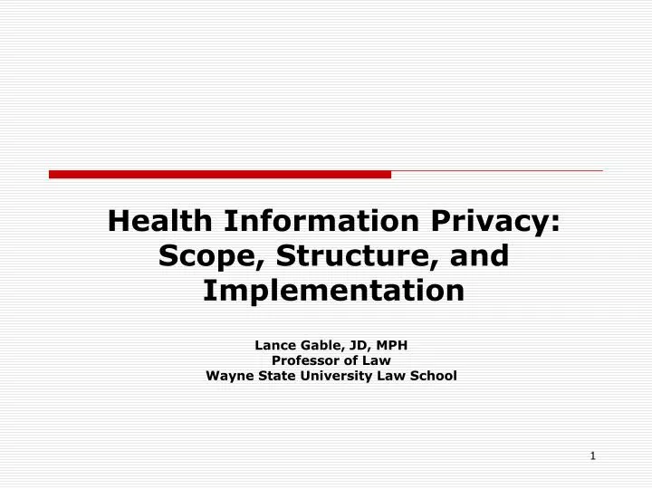 health information privacy scope structure and implementation