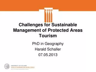 Challenges for Sustainable Management of Protected Areas Tourism
