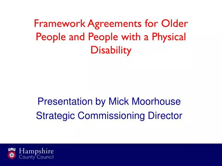 framework agreements for older people and people with a physical disability