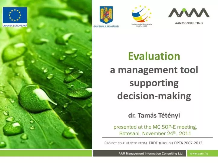 evaluation a management tool supporting decision making dr tam s t t nyi