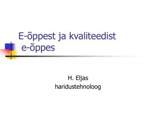 e ppest ja kvaliteedist e ppes