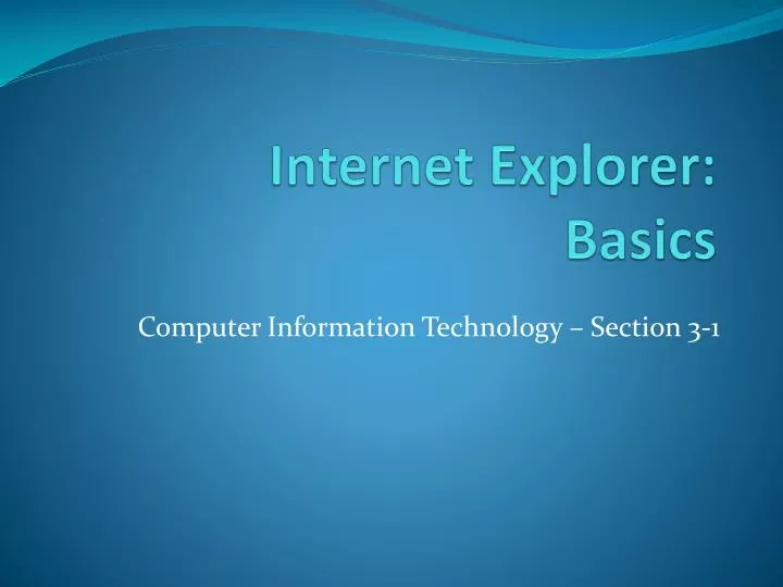 internet explorer basics