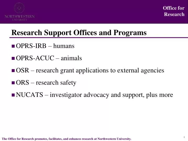 research support offices and programs