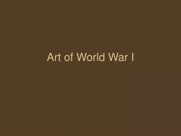 art of world war i