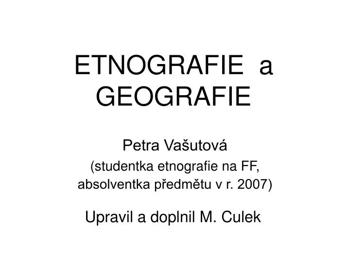 etnografie a geografie