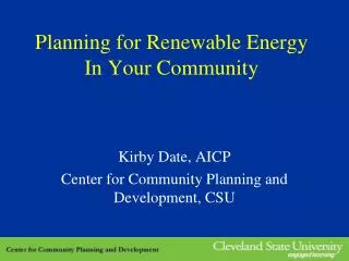 Planning for Renewable Energy In Your Community