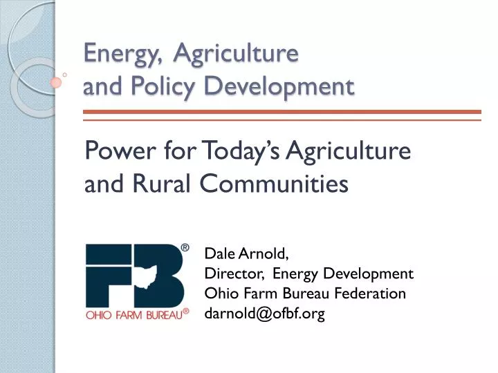 energy agriculture and policy development