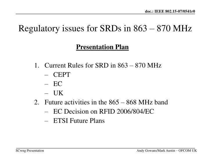 regulatory issues for srds in 863 870 mhz