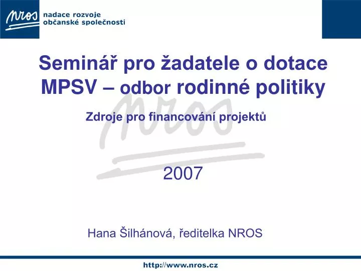 semin pro adatele o dotace mpsv odbor rodinn politiky