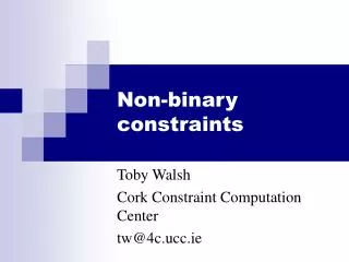Non-binary constraints