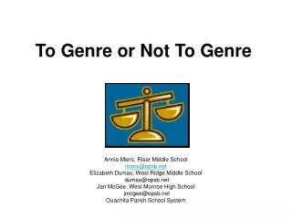 To Genre or Not To Genre