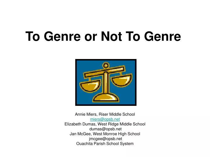 to genre or not to genre