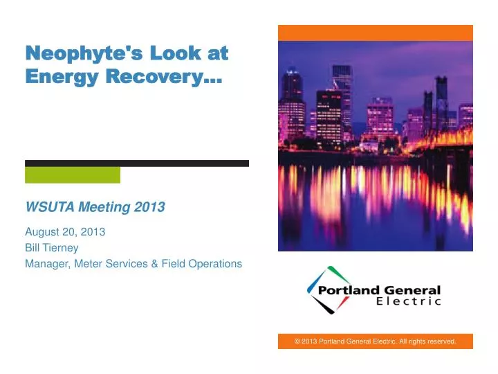 neophyte s look at energy recovery