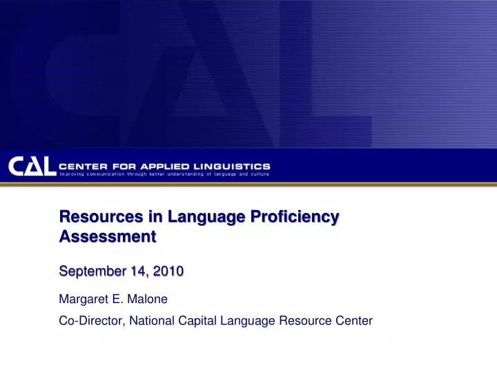 resources in language proficiency assessment september 14 2010