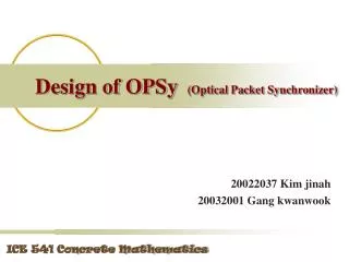 Design of OPSy (Optical Packet Synchronizer)