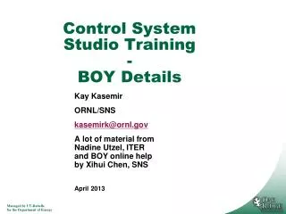 Control System Studio Training - BOY Details
