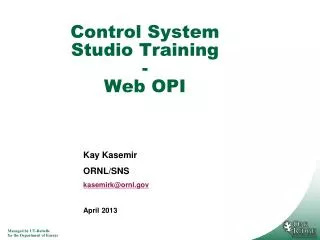 Control System Studio Training - Web OPI