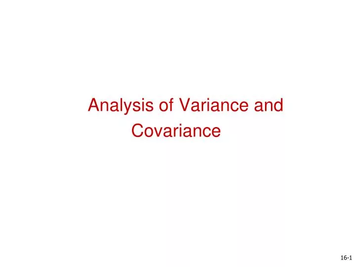 analysis of variance and covariance