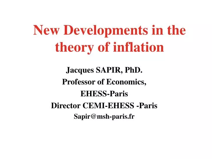 new developments in the theory of inflation