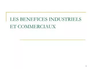 les benefices industriels et commerciaux
