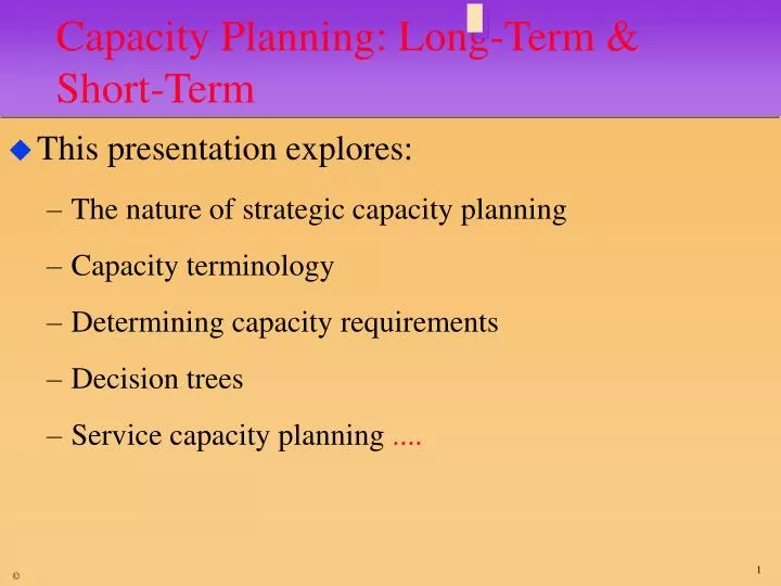 capacity planning long term short term
