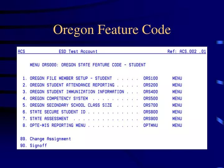 oregon feature code