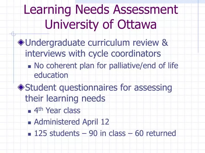 learning needs assessment university of ottawa