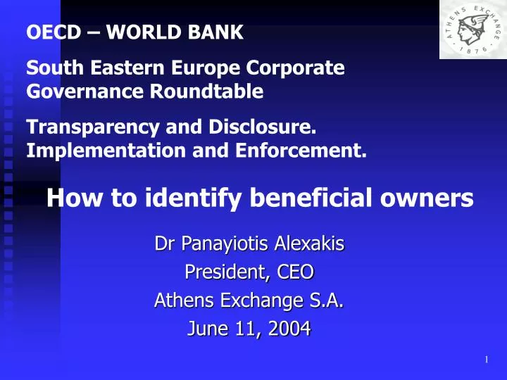dr panayiotis alexakis president ceo athens exchange s a june 11 2004