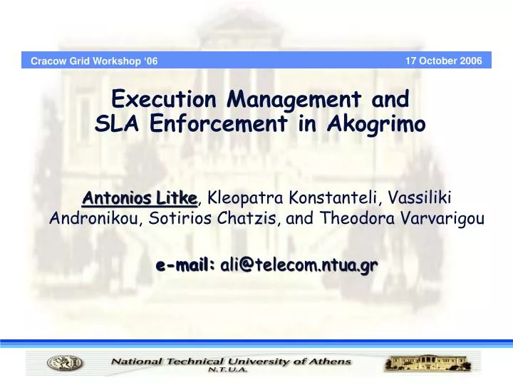 execution management and sla enforcement in akogrimo