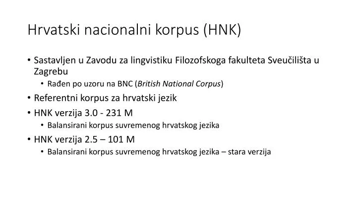 hrvatski nacionalni korpus hnk
