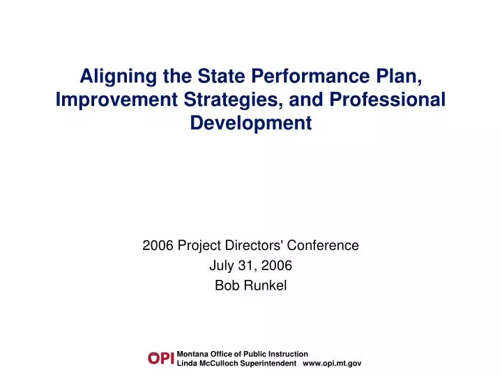 aligning the state performance plan improvement strategies and professional development