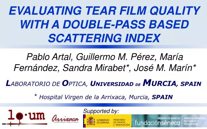evaluating tear film quality with a double pass based scattering index
