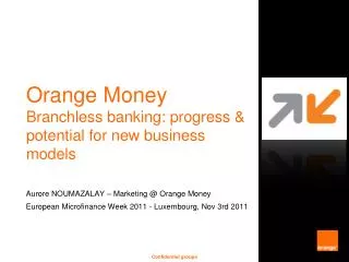 Orange Money Branchless banking: progress &amp; potential for new business models