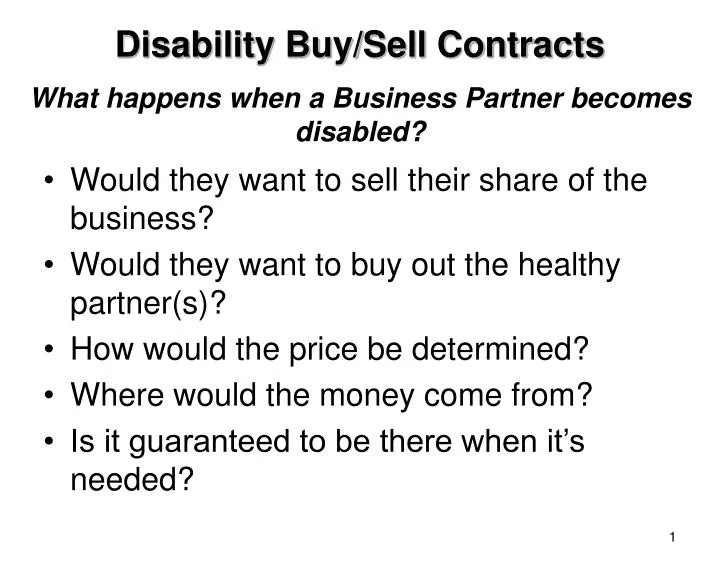 what happens when a business partner becomes disabled