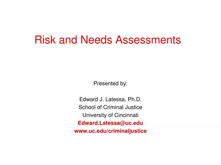 risk and needs assessments