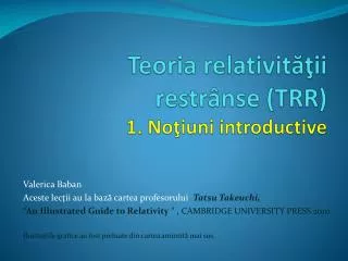 teoria relativit ii restr nse trr 1 no iuni introductive