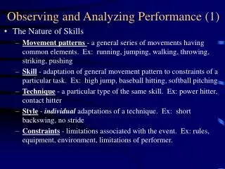 Observing and Analyzing Performance (1)
