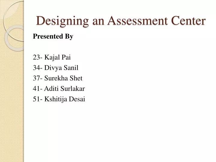 designing an assessment center