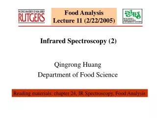 Food Analysis Lecture 11 (2/22/2005)