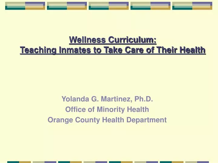 wellness curriculum teaching inmates to take care of their health