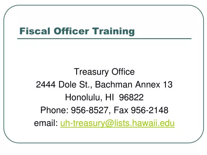 fiscal officer training