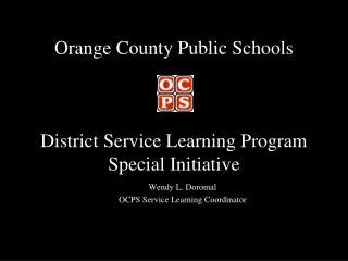 Orange County Public Schools District Service Learning Program Special Initiative