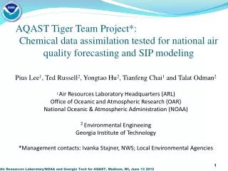 AQAST Tiger Team Project*:
