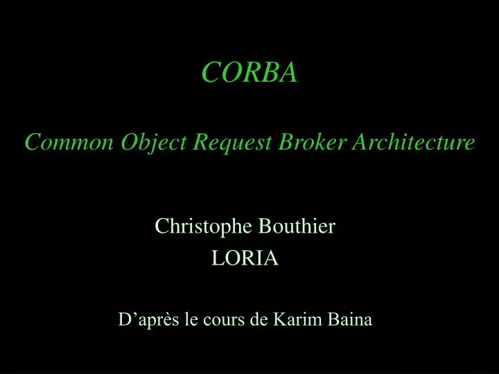 corba common object request broker architecture