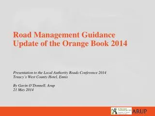 Road Management Guidance Update of the Orange Book 2014