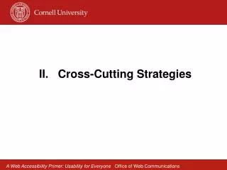 II. Cross-Cutting Strategies