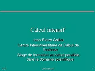calcul intensif