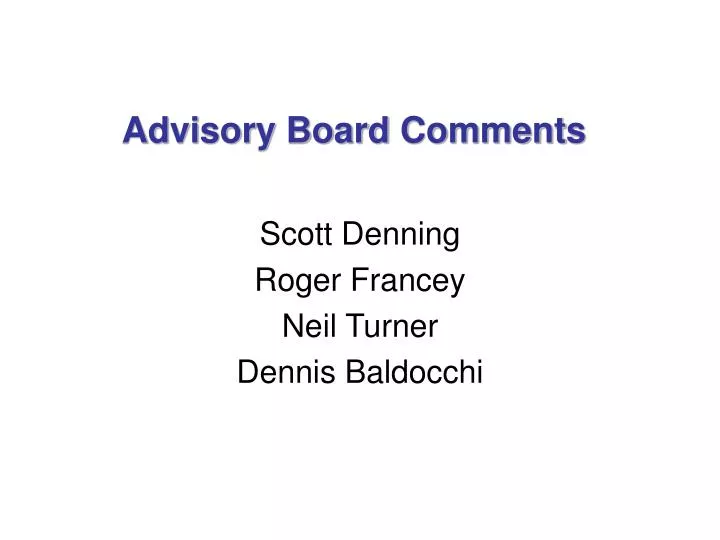 advisory board comments